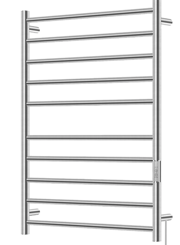 Electric Towel Warmer, Hot Towel Warmer for Bathroom, Heated Towel Rack Stainless Steel 10 Bar Large Rack with Built-in Timer, Hard-Wired & Plug-in, Fast Heating Nickel