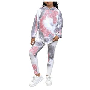 SOLY HUX Girl's 2 Piece Outfits Tie Dye Long Sleeve Hoodies Sweatshirt and Leggings Pants Matching Sets Multicolor 11Y