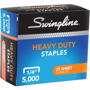 Swingline Staples, Heavy Duty, 1/4" Length, 25 Sheet Capacity, 100/Strip, 5000/Box, 1 Pack (79394)