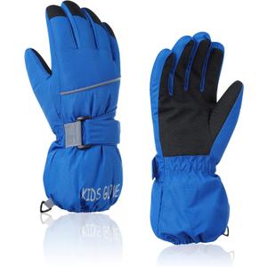 American Trends Kids Waterproof Winter Gloves Warm Snow Gloves Boys Girls Ski Gloves Toddler Mittens Windproof, Blue, S (3-6 years old)