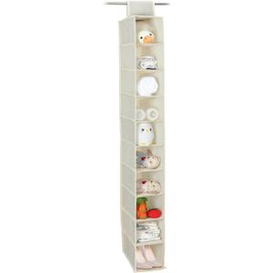 Hanging Shoe Organizer 10 Tier Hanging Shelves for Closet Organizers and Storage SystemFoldable Design, for Wardrobe, Baby Clothes Organization and StorageBeige
