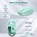 TECKNET Wireless Mouse for Laptop, 2.4G Quiet Computer Mouse with USB Receiver, 4 Buttons Portable Cordless Mice for Chromebook, Laptop, PC, Mac, 800/1200/1600 DPI - Mint Green