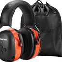 PROHEAR 037 Bluetooth 6.0 Hearing Protection Headphones with Rechargeable 1500mAh Battery, 30dB SNR Safety Noise Reduction Ear Muffs with 120H Playtime for Mowing, Workshops, Snowblowing - Orange