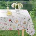 MATIRUG Spring Wildflower Tablecloth Rectangle Table 60x84 Inch,Washable Summer Floral Fabric Tablecloth, Waterproof Runner Style Table Cloths for Party Picnic Dinner Outdoor