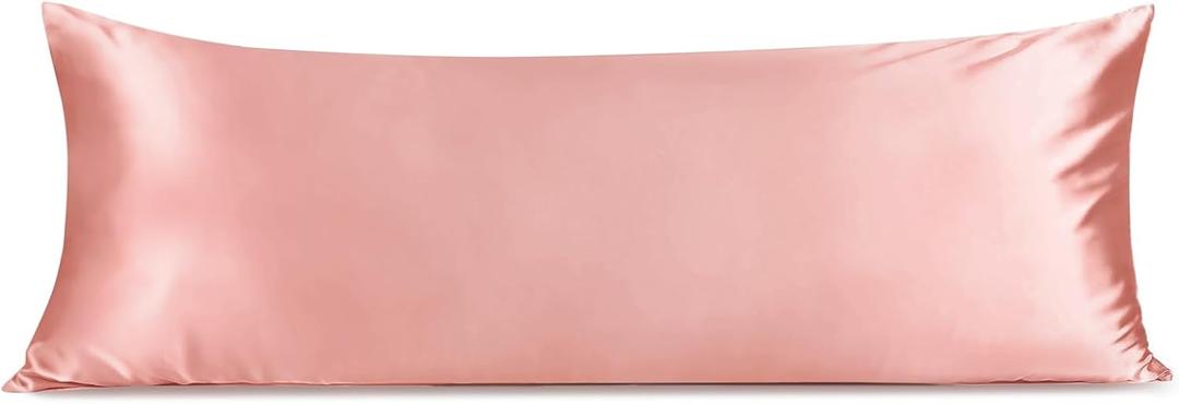INFIIXSO Body Pillow Cover with Zipper, Luxury Mulberry Silk Body Pillow Case 20x54 Inches, Ultra Smooth and Soft Cooling Long Pillowcase, Gift for Women, Men(Blush Pink)