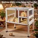 2-Story Guinea Pig Cage with Stand, Indoor Wooden Hamster Cage with Ramp, Pull-Out Tray, Hideout & Platform, Acrylic Transparent Small Animal Habitat for Chinchillas, Ferrets, Hedgehogs, Walnut