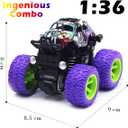 CozyBomB Friction Powered Monster Trucks Toys for Boys/Girls - Push and Go Car Truck Playset, Inertia Vehicle, Kids Birthday Christmas Party Supplies Gift 3 Years Old (Purple, Red, Orange, Green) (4-packs)