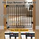 39" Extra Tall Baby Gate for Stairs and Doorways, 26-43" Wide Hardware Mounted Dog Gate, Must Drill to Install, No Bottom Bar Auto-Close Walk Thru Gate for Babies and Pets, Black
