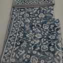 Vintage Washable 2x5 Rug, Denim Blue White Hallway Runner, Super Soft Non-Slip Kitchen Runner, Print Faux Wool Floral Thin Carpet for Entryway & Bedside (2ft x 5ft (Runner), Denim Blue and White)