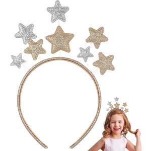 Glitter Star Headband, Christmas Lovely Hair Hoop, Golden Holiday Festival Headdress Headpiece for Xmas Halloween