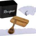ArtEight Recipe Box - Black - 4"x6" Recipe Cards and Box Set - Durable Recipe Card Box with Thicker Metal - Includes 25 Cards and 10 Dividers - Beautiful Recipe Box with Cards and Dividers