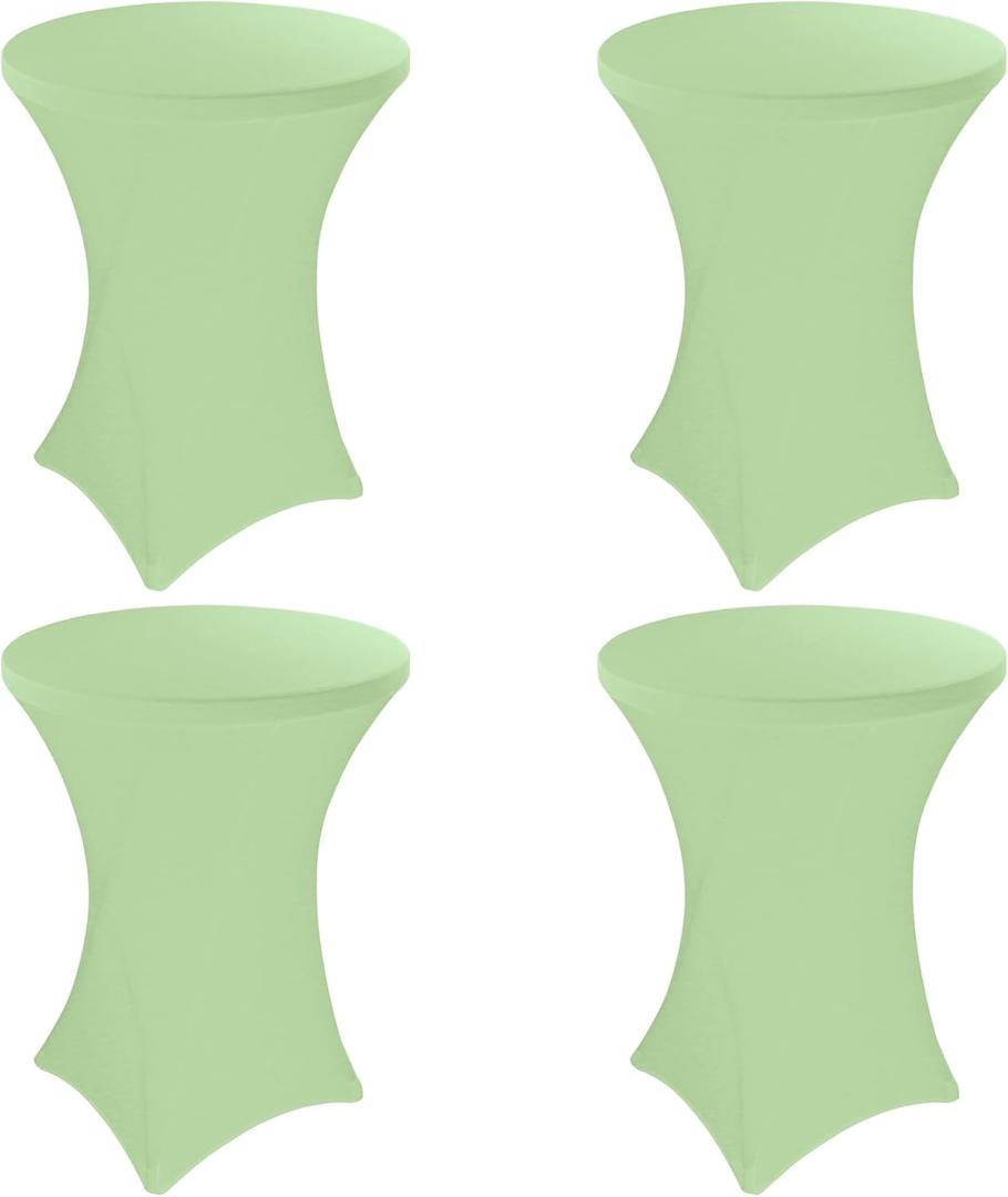 4 Pack 32x43 Inch Spandex Stretch Square Corners Tablecloth, Fitted High Top Table Cover for Bar, Weddings, Birthday, Banquet, Party (Sage Green)