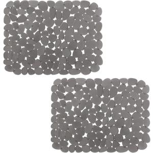 Bligli Pebble Sink Mat for Stainless Steel/Ceramic Sinks, 2 Pack PVC Sink Protectors Mats for Bottom of Kitchen Sink, Dish Drying Mat for Dishes and Glassware, 15.7 x 11.8 inch, Grey (Gray)