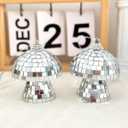 4Pcs Mini Disco Mushroom Hanging Ornaments Mirror Ball Decorations for Christmas Tree Party, Wedding Christmas Home New Year Unique Decor