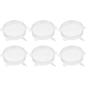 uxcell Silicone Stretch Lids, 6Pack 4.53" Round Container Lid Silicone Bowl Covers Reusable Silicone Lids for Cups, Bowls and Food Cover, White