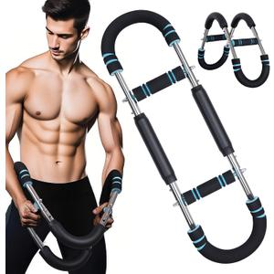 Twister Arm Trainer, 60-100lb Adjustable Chest & Arm Workout Tool, Compact Twister Arm Strengthener, Portable Power Twister Bar with Snap - Together Detachable Design for Fitness Anywhere(Blue)
