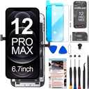For iPhone 12 Pro Max Screen Replacement 6.7 inch (A2342, A2410, A2412, A2411), 3D Touch LCD Display Digitizer Frame Assembly with Repair Tools