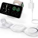 3 in 1 Wireless Charging Station for Apple Multiple Devices, Foldable Magnetic Fast Travel Charger, Compatible with MagSafe iPhone 16 15 14 13 12 Apple Watch & AirPod, Gift for Women (White)