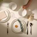 Ceramic Dinnerware Set, 12-Piece Service for 4, Soup Bowls (31.5 oz), Salad Plates (7.5"), Dinner Plates (10.5"), Round, Microwave and Dishwasher Safe, White, Cambridge Classics