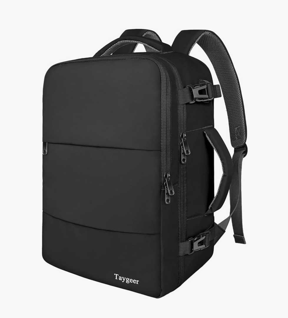 Taygeer Travel Backpack for Men Women, Carry On Backpack with USB Charging Port & Shoe Pouch, TSA 17.3inch Laptop Mochila Flight Approved, Nurse Bag Casual Daypack for Weekender Business Hiking, Black