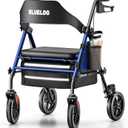 Walkers for Seniors Rollator Walkers with Seat, 350lb Capacity with Cup Holder & Cane Holder, 8'' All Terrain Wheels, Adjustable Handles and Seat Height, Foldable Design, Blue