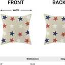 4th of July Throw Pillow Cover, 18x18 Inch Set of 2 Blue Red White Stars Patriotic Decorative Outdoor Cushion Cover Independence Memorial Day Pillow Cases Linen Farmhouse for Sofa Couch Bed