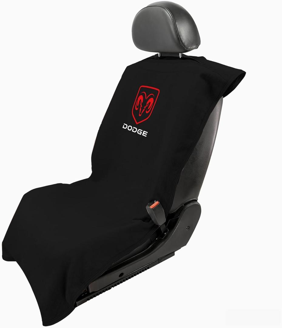 Seat Armour Seat Protector Towel for Dodge - Soft Machine Washable Car Seat Cover Towel - Easy to Install, Multipurpose Car Seat Towel - Black