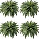 Fake Ferns - Set of 4 Faux Boston Ferns Large Artificial Plants, 40 Leaves per Bouquet, 35 Inches Large Artificial Ferns for Outdoors/Indoor Home, Office, Garden Decoration