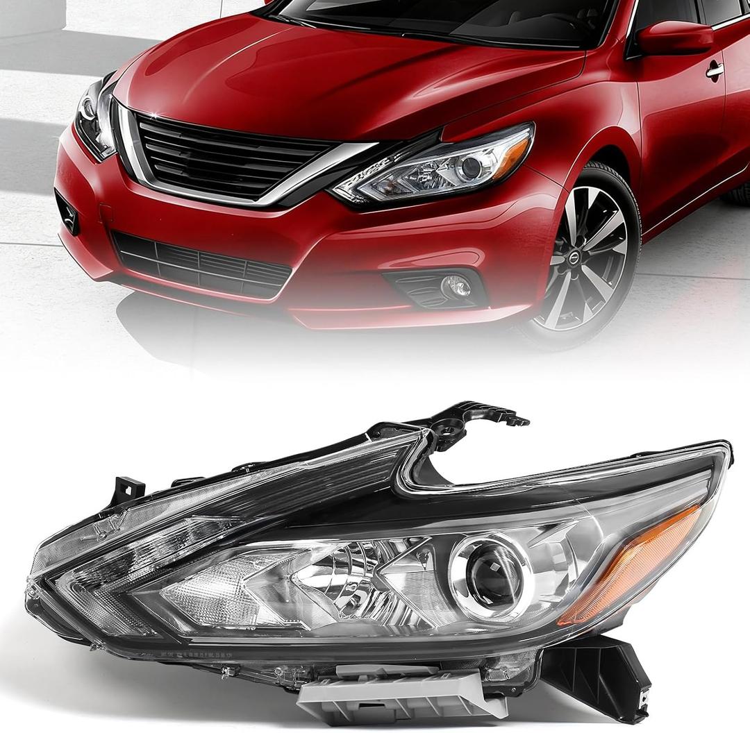 Huray LED Headlight Assembly Fit for Nissan Altima 2016 2017 2018 LH OE Factory Projector Headlamp w/LED DRL Smoked Lens Replacement Left Driver Side