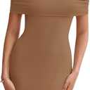 PRETTYGARDEN Women's Off The Shoulder Maxi Dresses 2025 Summer Formal Elegant Cocktail Party Wedding Guest Long Dress (Brown, XL)