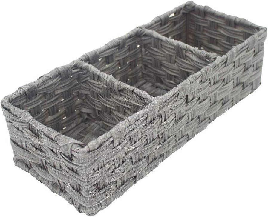 Toilet Paper Basket for Tank Topper, Woven Storage Box Cube Basket Bin Container, Shelf Cabinet (Grey 1pc) (14.17''L x 5.90''W x 3.93''H)