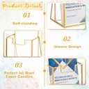 2 Pcs Gold Glass Brochure Holder Stand, 4 Inch Wide Trifold Handouts Countertop Clear Literature Pamphlet Flyer Holder brochure display stand for Magazine Booklets Menu Journals
