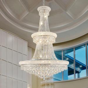 Large Crystal Chandelier Light fixtures - 19-Light High Ceiling Hanging Chandeliers, 3-Layers Luxury Empire Chandeliers for High Ceilings,Entryway,Living Room,Staircase, Foyer (D31.5) (Chrome)