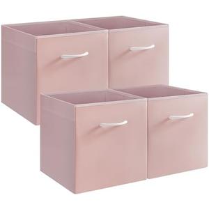 StorageWorks Pink Storage Cubes, 13x13 Storage Cube Bins with Handle, Cube Storage Organizer Bins for Shelves and Closet, Collapsible Storage Bins, 4-Pack