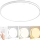 24 inch Dimmable LED Ceiling Light Fixture, Ultra Thin Flush Mount, 50W 5000LM, 3000K/4000K/6500K Selectable, White, Perfect for Bedroom, Kitchen, Dining Room, Living Room, Home Office, Hallway