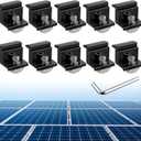 Anbte 10pcs Solar Panel Mounting Brackets 30-50mm Adjustable, Aluminum Solar Panel End Clamp Include 10*Screw M8 and 1*Wrench, Solar Mount Kit for Metal Roof, Tin Roof, Flat Roof, Sheet Roof, Black