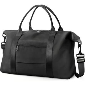 Travel Duffle Bag, Waterproof Weekender Bag Carry On Tote Bags for Women, Travel Essentials Sport Gym Bag for Men, Hospital Bag for Labor and Delivery, Overnight Bag Luggage Bag with Trolley Sleeve (02 Dark Black)