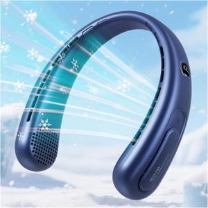 Portable Neck Fan, Hands-Free Bladeless Fans, 360Airflow, 4000 mAh Battery Operated Wearable Personal Fan, Twistable, Rechargeable Fans for Outdoor Indoor, Birthday Gifts for Men Women (Blue)