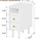 Huolewa Narrow Nightstand with 2 Drawers - Solid Wood Narrow Side Table with Open Shelf for Small Spaces, Couch, Bedroom, Living, Office - Small Bedside Table, End Tables (Walnut, 7.87 inch)