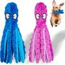 Squeaky Dog Toys, Crinkle Interactive Plush Chew Dog Toy Octopus for Hide and Seek and Puppy Teething, Perfect for Puppies, Small and Medium Dogs,2 Pack (Blue+Purple)