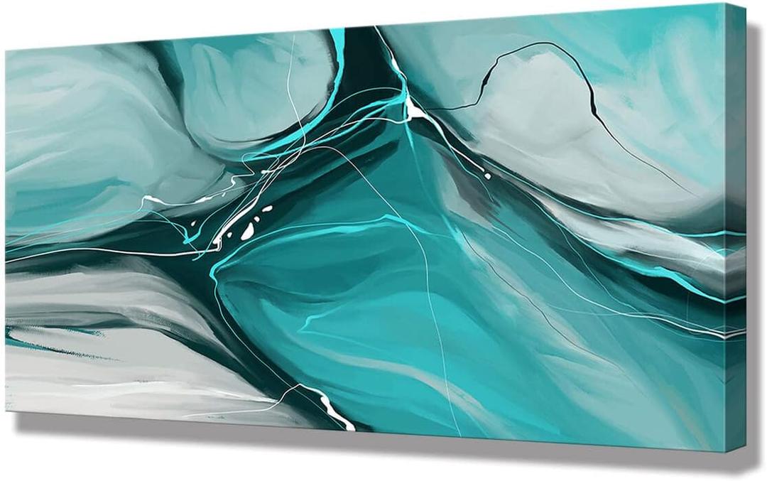 Large Canvas Painting Abstract Wall Art Living Room Canvas Wall Decor Bedroom Teal Wall Art Room Wall Art Office Wall Art Home Decor Abstract Watercolor Art Kitchen Poster Art Wall Decor Painting 24"x48"x1 (47.3L" x 23.6W", AbstractWall Art)
