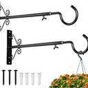BOLITE Bird Feeder Hanger(16 to 24 Inch), Adjustable Hanging Plant Brackets, Plant Hangers for Hanging Bird Feeders, Planters, Lanterns, Wind Chimes, String Lights, 2 Pack, Black