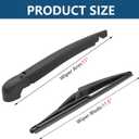Rear Windshield Wipers Blade Arm Set for FIAT 500 2012-2019 Back Glass Wiper Arm Blade Replacements All Seasons Fit, Replacement OE: 68079869AA 68079870AA