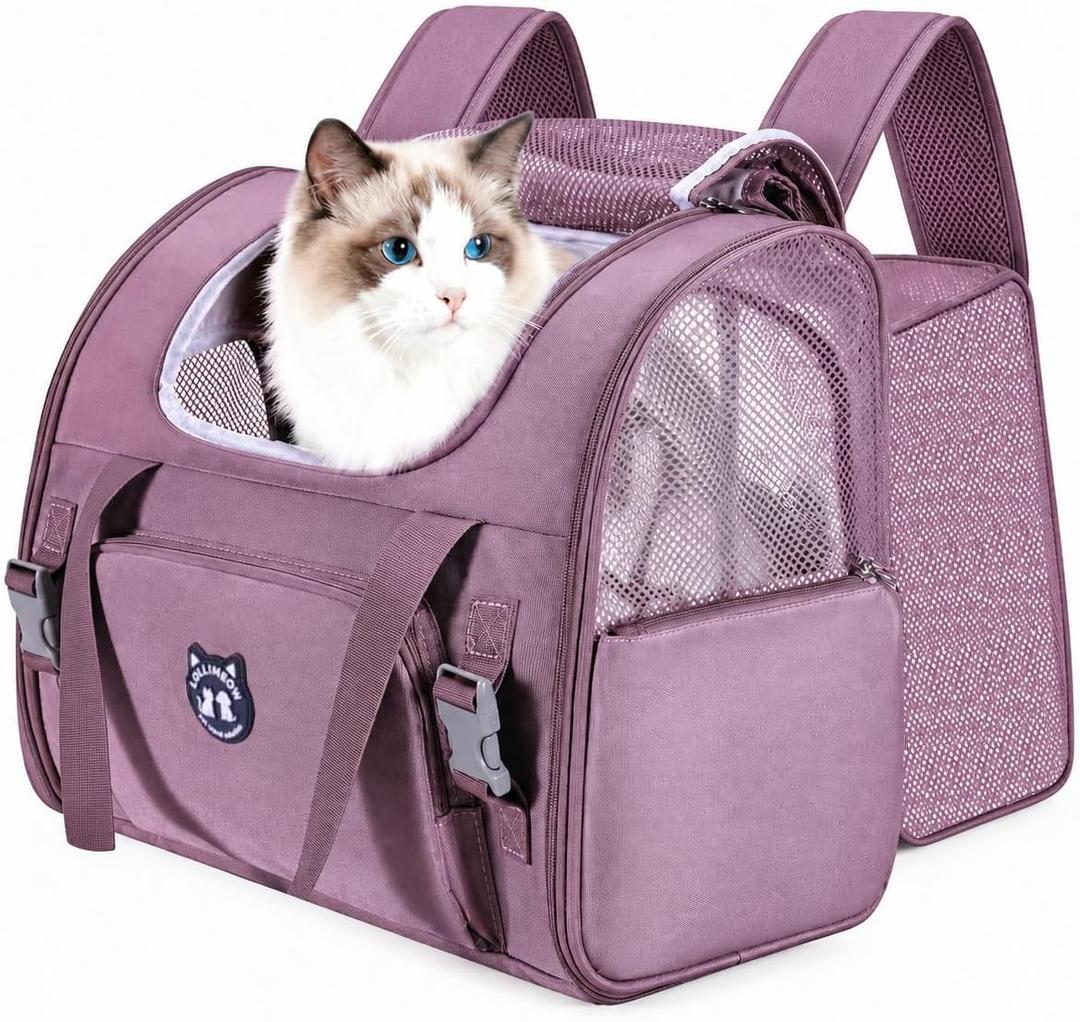 Lollimeow Expandable Large Cat Carrier Backpack, Supports up to 25 lbs