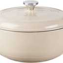 Lodge Essential Enamel Cast Iron Dutch Oven with Lid 7.5 Quart - Oven-Safe Enamel Cookware up to 500 F - Heat-Retaining Braising & Roasting Pot - Non-Toxic Cookware - Sandalwood