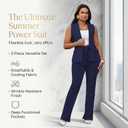 kaimimei Womens Suits 2 Piece Set Business Dressy Sleeveless Vest and Slit Pants Casual Office Work Outfits with Pockets XL