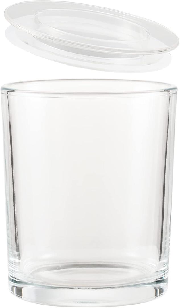 CandMak Candle Jars, 15 Pack 9 OZ Glass Empty Candle Vessels Containers Jars Bulk with Clear Lids for Making Candles (Clear)