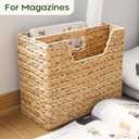 CHI AN HOME Wicker Magazine Basket, Handwoven Water Hyacinth Storage Bin & Organizer for Files, Books, Newspapers, Documents, Decorative Storage Bin with Handle for Office, Living Room, Dorm, Bathroom