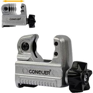 CONQUER Mini Tubing Cutter 1/8"7/8" (322mm)  Copper Pipe Cutter, Plastic/PEX/Aluminum/Brass Tube Cutter  Compact Plumbing & HVAC Tool, Small Pipe & Brake Line Cutter