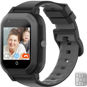 Wonlex GPS Smart Watch for Kids, 4G Smartwatch with SIM Card, 1.4" Phone Watch with Video Calls, Voice Chat, SOS, Camera, Pedometer, Alarm, Games for Boys Girls Aged 3-12 Years Old (black)